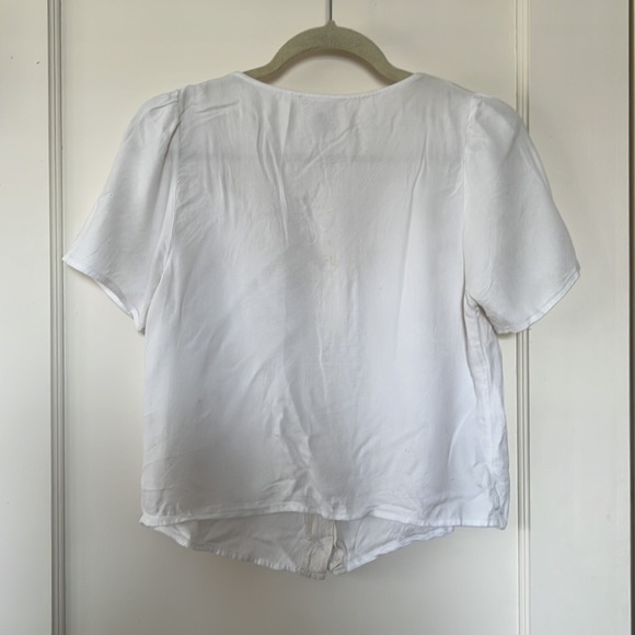 White Button Up Cropped Tee - Picture 3 of 5